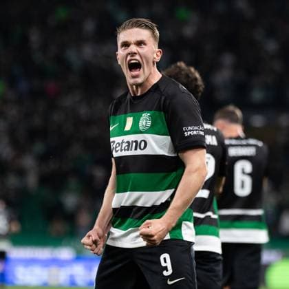Viktor Gyökeres scores Sporting™s first goal during the Liga Portugal match between Sporting and Braga at Estadio JosÃ Alvalade, in Lisbon, Portugal. (Diogo Sautchuk) Copyright: xDiogoxSautchukx
