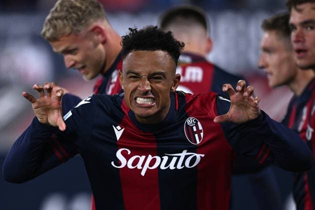 Bilder des Jahres 2025, Sport 04 April Sport Themen der Woche KW15 Sport Bilder des Tages Mg Bologna 07 04 2025 - campionato di calcio serie A Bologna-Napoli foto Matteo Gribaudi Image nella foto: esultanza gol Dan Ndoye 