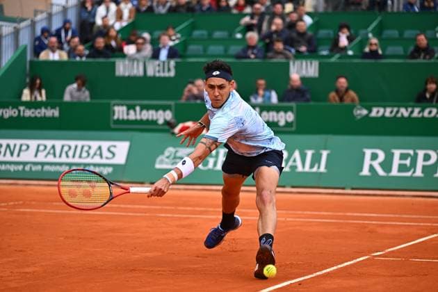 Monaco Tennis Rolex Masters - Monaco Alejandro Tabilo (CHI) during his first round match at the Tennis Monaco Rolex Masters in Monte Carlo, on April, 7, 2025. Photo by Corinne Dubreuil ABACAPRESS.COM Monaco Monaco  Copyright: xDubreuilxCorinne ABACAx