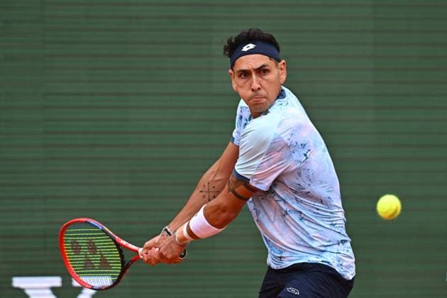 Monaco Tennis Rolex Masters - Monaco Alejandro Tabilo (CHI) during his first round match at the Tennis Monaco Rolex Masters in Monte Carlo, on April, 7, 2025. Photo by Corinne Dubreuil ABACAPRESS.COM Monaco Monaco  Copyright: xDubreuilxCorinne ABACAx