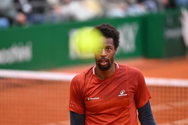 Monaco Tennis Rolex Masters - Monaco Gael Monfils (FRA) during his first round match at the Tennis Monaco Rolex Masters in Monte Carlo, on April, 7, 2025. Photo by Corinne Dubreuil ABACAPRESS.COM Monaco Monaco  Copyright: xDubreuilxCorinne ABACAx