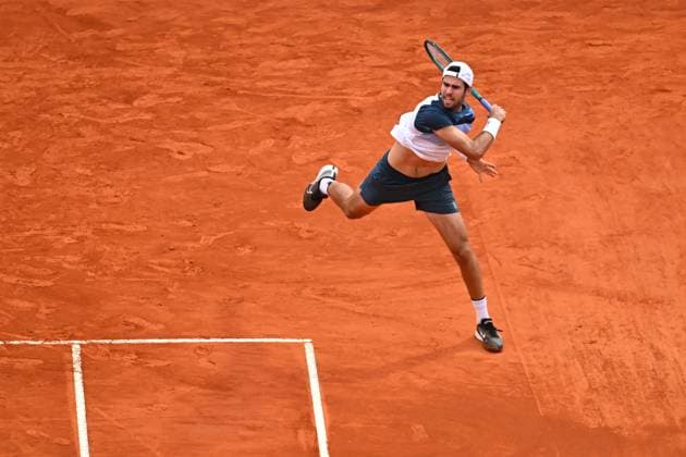 Monaco Tennis Rolex Masters - Monaco Karen Khachanov (RUS) during his first round match at the Tennis Monaco Rolex Masters in Monte Carlo, on April, 7, 2025. Photo by Corinne Dubreuil ABACAPRESS.COM Monaco Monaco  Copyright: xDubreuilxCorinne ABACAx