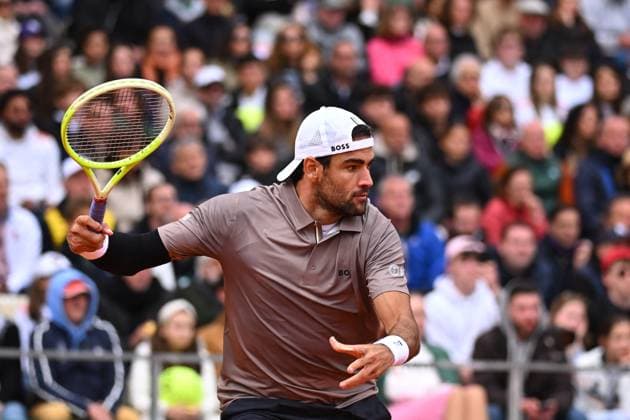 Monaco Tennis Rolex Masters - Monaco Matteo Berrettini (ITA) during his first round match at the Tennis Monaco Rolex Masters in Monte Carlo, on April, 7, 2025. Photo by Corinne Dubreuil ABACAPRESS.COM Monaco Monaco  Copyright: xDubreuilxCorinne ABACAx