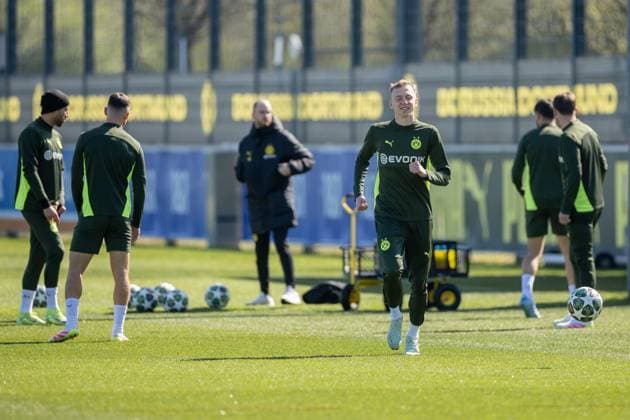 08 04 2025, Final training session for the UEFA Champions League match between FC Barcelona and Borussia Dortmund, Maximilian Beier Borussia Dortmund , Dortmund Training ground Borussia Dortmund NRW Germany xRHR PHOTO DEx Copyright: DennisxEwert RHR-FOTOx RHR-FOTO DE