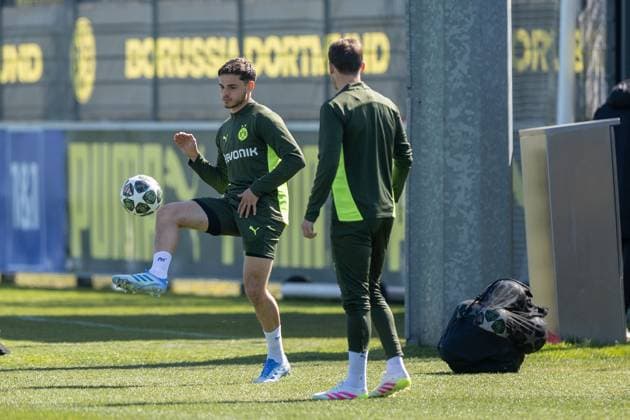 08 04 2025, Final training session for the UEFA Champions League match between FC Barcelona and Borussia Dortmund, Kjell Arik Wätjen Borussia Dortmund , Dortmund Training ground Borussia Dortmund NRW Germany xRHR PHOTO DEx Copyright: DennisxEwert RHR-FOTOx RHR-FOTO DE