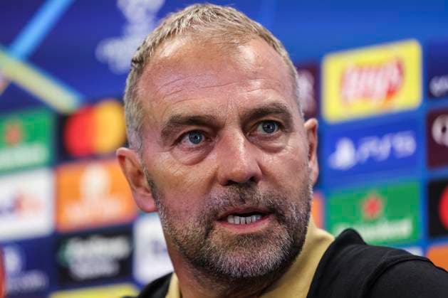 April 8, 2025, Sant Joan Despi, Barcelona, SPAIN: Hansi Flick, head coach of FC Barcelona, Barca attends his press conference, PK, Pressekonferenz during the training day of FC Barcelona ahead the UEFA Champions League, football match against Borussia Dortmund at Ciudad Esportiva Joan Gamper on April 08, 2025 in Sant Joan Despi, Barcelona, Spain. Sant Joan Despi SPAIN - ZUMAa181 20250408_zaa_a181_044 Copyright: xJavierxBorregox