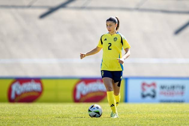 250408 Mikaela Stojanovska of Sweden during the UEFA Women s Under 19 Euro Qualifier football match between Italy and Sweden on April 8, 2025 in Forli Photo Cristiano Mazzi BILDBYRAN code XY XY0057 fotboll football soccer fotball f19 landslag em kval euro qualifier italy sverige sweden dam bbeng  Copyright: CRISTIANOxMAZZI BB250408BB388