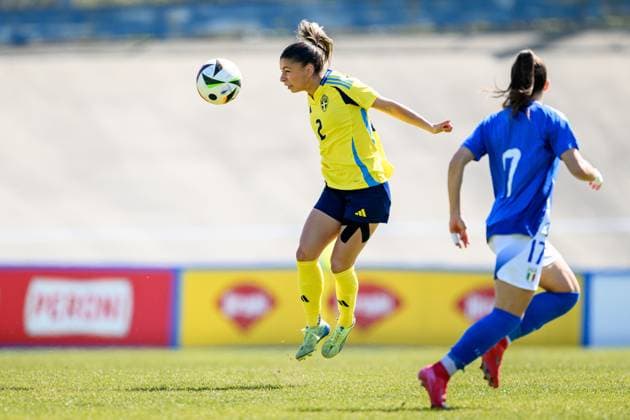 250408 Mikaela Stojanovska of Sweden during the UEFA Women s Under 19 Euro Qualifier football match between Italy and Sweden on April 8, 2025 in Forli Photo Cristiano Mazzi BILDBYRAN code XY XY0057 fotboll football soccer fotball f19 landslag em kval euro qualifier italy sverige sweden dam bbeng  Copyright: CRISTIANOxMAZZI BB250408BB391