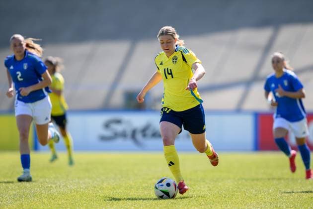 250408 Hannah Sjödahl of Sweden during the UEFA Women s Under 19 Euro Qualifier football match between Italy and Sweden on April 8, 2025 in Forli Photo Cristiano Mazzi BILDBYRAN code XY XY0057 fotboll football soccer fotball f19 landslag em kval euro qualifier italy sverige sweden dam bbeng  Copyright: CRISTIANOxMAZZI BB250408BB419