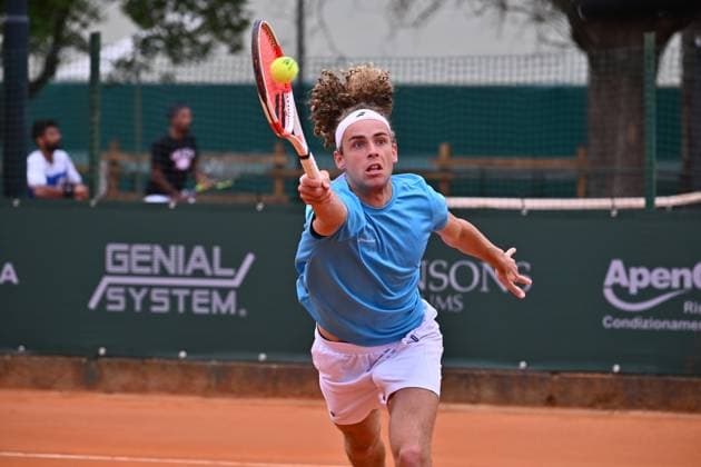 Atkinson Monza Open 2025 Mika Brunold of Switzerland participates in the ATP, Tennis Herren Challenger Atkinson Monza Open 2025 at Villa Reale Tennis in Monza, Italy, on April 8, 2023. Monza Italy  Copyright: xMichelexMaravigliax originalFilename:maraviglia-tennisat250408_npBvY.jpg