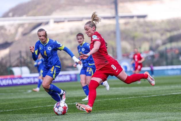 Fußball, Frauen, Nations League, Bosnien-Herzegowina - Polen 08.04.2025 ZENICA, BOSNIA I HERZEGOWINA PILKA NOZNA KOBIET ( WOMEN S FOOTBALL) LIGA NARODOW UEFA KOBIET ( NATION S WOMENS UEFA LEAGUE 2025 ) MECZ BOSNIA I HERZEGOWINA - POLSKA ( BOSNA AND HERZEGOVINA - POLAND ) NZ EWELINA KAMCZYK FOTO LUKASZ GROCHALA CYFRASPORT NEWSPIX.PL --- Newspix.pl  20250408CSLG0101