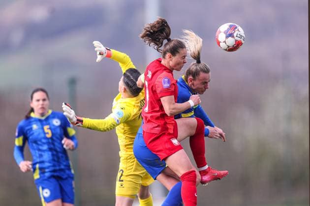 Fußball, Frauen, Nations League, Bosnien-Herzegowina - Polen 08.04.2025 ZENICA, BOSNIA I HERZEGOWINA PILKA NOZNA KOBIET ( WOMEN S FOOTBALL) LIGA NARODOW UEFA KOBIET ( NATION S WOMENS UEFA LEAGUE 2025 ) MECZ BOSNIA I HERZEGOWINA - POLSKA ( BOSNA AND HERZEGOVINA - POLAND ) NZ EWA PAJOR FOTO LUKASZ GROCHALA CYFRASPORT NEWSPIX.PL --- Newspix.pl  20250408CSLG0128
