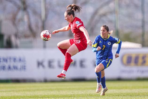 Fußball, Frauen, Nations League, Bosnien-Herzegowina - Polen 08.04.2025 ZENICA, BOSNIA I HERZEGOWINA PILKA NOZNA KOBIET ( WOMEN S FOOTBALL) LIGA NARODOW UEFA KOBIET ( NATION S WOMENS UEFA LEAGUE 2025 ) MECZ BOSNIA I HERZEGOWINA - POLSKA ( BOSNA AND HERZEGOVINA - POLAND ) NZ ADRIANA ACHCINSKA FOTO LUKASZ GROCHALA CYFRASPORT NEWSPIX.PL --- Newspix.pl  20250408CSLG0130