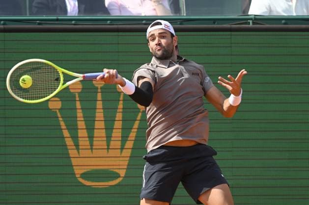 MATTEO BERRETTINI, Italia, Monte Carlo Masters 2025, Berrettini vs Zverev, 6-2 3-6 5-7 , 08-04-2025, Azione, Action, Single shot TENNIS MONTE CARLO MASTERS 2025