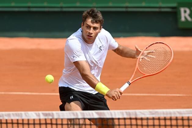FLAVIO COBOLLI, Italia, Monte Carlo Masters 2025, Lajovic vs Cobolli, 4-6 2-6 , 08-04-2025, Azione, Action, Single shot TENNIS MONTE CARLO MASTERS 2025