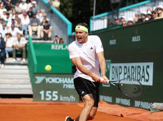 Rolex Monte-Carlo Masters PHOTOPQR NICE MATIN Dylan Meiffret ; Monaco ; 08 04 2025 ; 1ers tours du Rolex Monte-Carlo Masters. ICI : Match entre Alexander Zverev et Matteo Berrettini. L italien remporte le match ICI : Zverev Rolex Monte-Carlo Masters at Monte-Carlo Country Club on April 8, 2025 Monaco France  Copyright: xPHOTOPQR NICExMATIN MAXPPPxDylanxMeiffretx 20250408NIM9852 20250408NIM9852