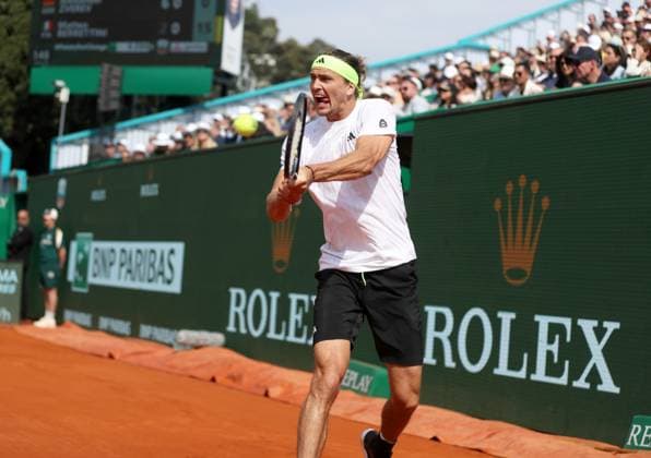 Rolex Monte-Carlo Masters PHOTOPQR NICE MATIN Dylan Meiffret ; Monaco ; 08 04 2025 ; 1ers tours du Rolex Monte-Carlo Masters. ICI : Match entre Alexander Zverev et Matteo Berrettini. L italien remporte le match ICI : Zverev Rolex Monte-Carlo Masters at Monte-Carlo Country Club on April 8, 2025 Monaco France  Copyright: xPHOTOPQR NICExMATIN MAXPPPxDylanxMeiffretx 20250408NIM9853 20250408NIM9853