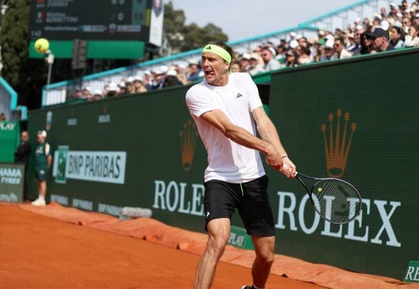 Rolex Monte-Carlo Masters PHOTOPQR NICE MATIN Dylan Meiffret ; Monaco ; 08 04 2025 ; 1ers tours du Rolex Monte-Carlo Masters. ICI : Match entre Alexander Zverev et Matteo Berrettini. L italien remporte le match ICI : Zverev Rolex Monte-Carlo Masters at Monte-Carlo Country Club on April 8, 2025 Monaco France  Copyright: xPHOTOPQR NICExMATIN MAXPPPxDylanxMeiffretx 20250408NIM9856 20250408NIM9856