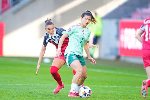 UEFA Women s Nations League Denmark Italy Italy Italy s Sofia Cantore during the UEFA Women s Nations League match between Denmark and Italy at MCH Arena in Herning on Tuesday, April 8, 2025 Photo Bo Amstrup Scanpix 2025 , Herning Denmark  Copyright: BoxAmstrupx spdk20250408-180952-L