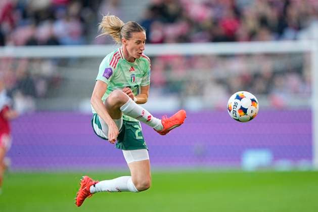 UEFA Women s Nations League Denmark Italy Italy s Julie Piga during the UEFA Nations League match between Denmark and Italy at MCH Arena in Herning on Tuesday, April 8, 2025 Photo Bo Amstrup Ritzau Scanpix , Herning Denmark  Copyright: BoxAmstrupx spdk20250408-191416-L