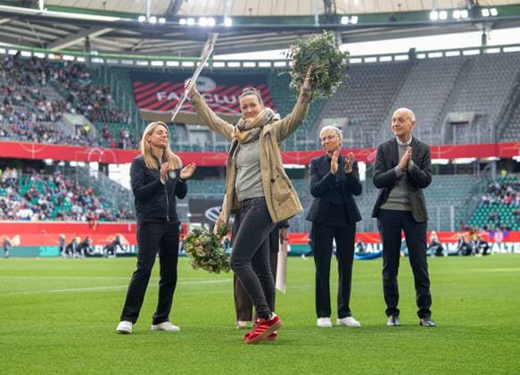 Soccer, Women, 2024 25 season, UEFA Nations League League A, Group 1, matchday 4 in Wolfsburg, Germany Scotland, goalkeeper Almuth Schult was sent off before the match, 08 04 2025, Copyright: xSebastianxRäppold MatthiasxKochx