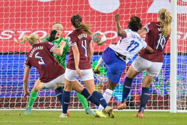 Women s Nations League 2025 Norway France Oslo 20250408 France s players celebrate after Sandy Baltimore s 0 1 goal during the Nations League football match between Norway and France at Ullevaal Stadium Photo Annika Byrde NTB Oslo Norway EDITORIAL USE ONLY RESTRICTED USE FOR BETTING COMPANIES  Copyright: xAnnikaxByrdex xNTBx