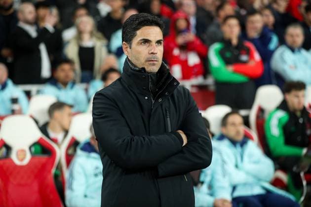 UEFA Champions League Quarter-finals Arsenal v Real Madrid Mikel Arteta of Arsenal looks on prior to the UEFA Champions League Quarter-finals match Arsenal vs Real Madrid at Emirates Stadium, London, United Kingdom, 8th April 2025 (Photo by Izzy Poles News Images) London Emirates Stadium Greater London United Kingdom Copyright: xIzzyxPoles NewsxImagesx
