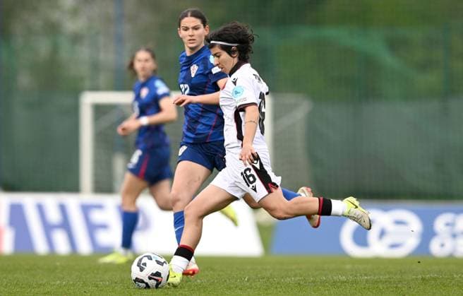 Croatia v Albania - UEFA Women s Nations League 2024 25 Grp B4 MD4 ZAGREB, CROATIA - APRIL 8: Albania s Zarka Ilarja in action during the UEFA Women s Nations League 2024 25 Grp B4 MD4 match between Croatia and Albania at SC Rudes on April 8, 2025 in Zagreb, Croatia.  MarkoxLukunic PIXSELL