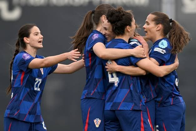 Croatia v Albania - UEFA Women s Nations League 2024 25 Grp B4 MD4 ZAGREB, CROATIA - APRIL 8: Players of Croatia celebrate team s goal during the UEFA Women s Nations League 2024 25 Grp B4 MD4 match between Croatia and Albania at SC Rudes on April 8, 2025 in Zagreb, Croatia.  MarkoxLukunic PIXSELL