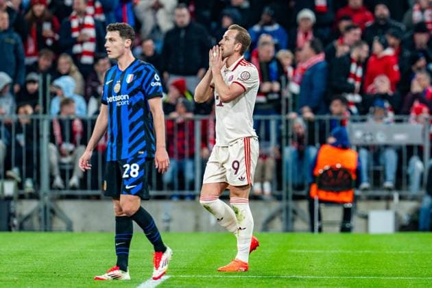 08 04 2025, FC Bayern München vs Inter Milan, UEFA Champions League, quarter-final first leg Harry Kane FC Bayern Muenchen, 9 unhappy unhappy after a missed goal chance Copyright: xBahhoxKarax