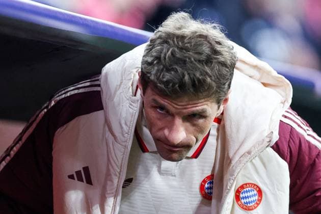 Soccer Champions League quarter-final FC Bayern Munich Inter Milan on 08 04 2025 at the Allianz Arena in Munich Thomas Müller Munich xMSx