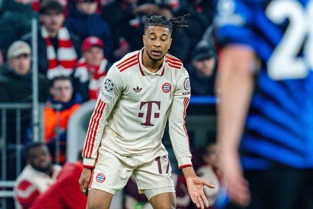 08 04 2025, FC Bayern München vs Inter Milan, UEFA Champions League, quarter-final first leg Michael Olise FC Bayern Muenchen, 17 unhappy unhappy Copyright: xBahhoxKarax