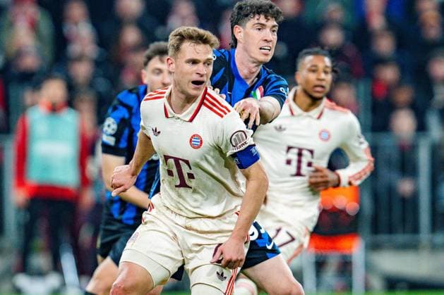 08 04 2025, FC Bayern München vs Inter Milan, UEFA Champions League, quarter-final first leg Joshua Kimmich FC Bayern Muenchen, 6 unhappy unhappy worried sad angry annoyed facial expressions gestures Copyright: xBahhoxKarax