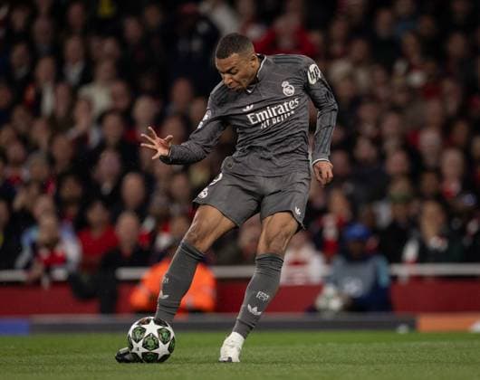 Arsenal vs Real Madrid Mbappe in action during the game against Arsenal valid for Champions League at the Emirates stadium, in London, today April 9, 2025. Copyright: xx 0L3A3095