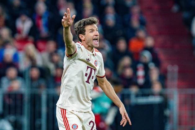 08 04 2025, FC Bayern München vs Inter Milan, UEFA Champions League, quarterfinal first leg Thomas Mueller FC Bayern Muenchen, 25 facial expressions gestures gesticulating dissatisfied unhappy Copyright: xBahhoxKarax
