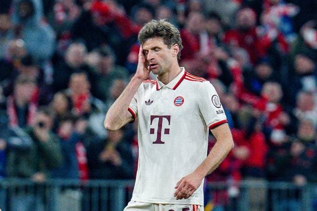 08 04 2025, FC Bayern München vs Inter Milan, UEFA Champions League, quarter-final first leg Thomas Mueller FC Bayern Muenchen, 25 dissatisfied pensive facial expression gesture Copyright: xBahhoxKarax