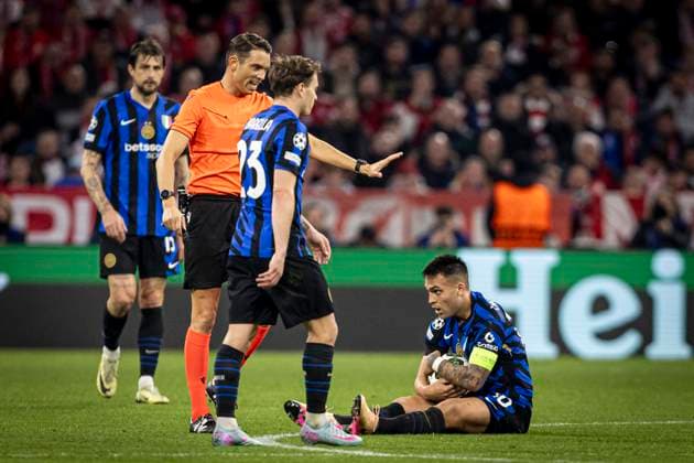 FOOTBALL : UEFA Champions League, FC Bayern Munich - Inter Milan, quarter-final, first leg, Allianz Arena. 08 04 2025 Lautaro Martinez 10  Copyright: xelyxandroxcegarrax