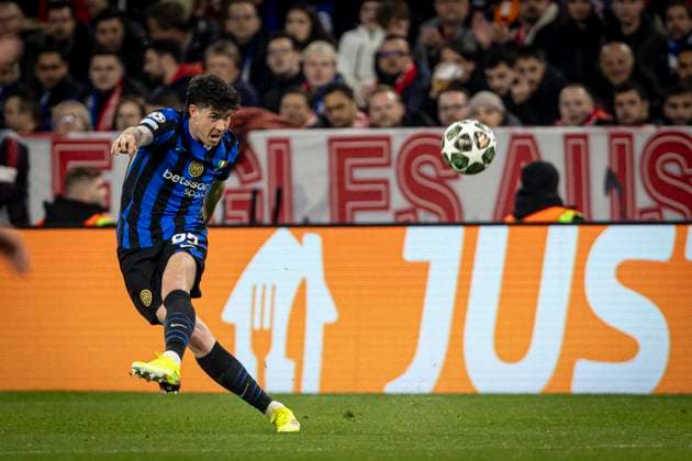 FOOTBALL : UEFA Champions League, FC Bayern Munich - Inter Milan, quarter-final, first leg, Allianz Arena. 08 04 2025 Alessandro Bastoni 95  Copyright: xelyxandroxcegarrax