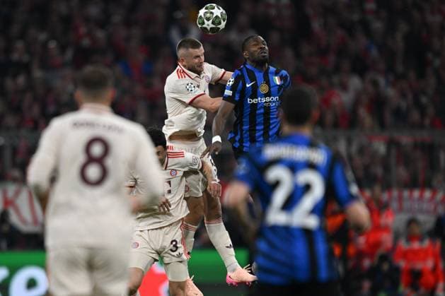 Marcus Thuram of FC Inter in action during the UEFA Champions League quarter finals first leg match between FC Bayern Monaco and Inter FC Internazionale, on Avril 8th, 2025, at Allianz Arena stadium in Monaco, Germany Credit: Tiziano Ballabio  Copyright: xTizianoxBallabio IPAxSportx xipa-agency.netx xx IPA_56285994 IPA_Agency_IPA56285994