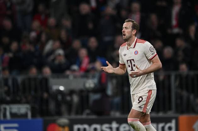 Harry Kane of FC Bayern Monaco react during the UEFA Champions League quarter finals first leg match between FC Bayern Monaco and Inter FC Internazionale, on Avril 8th, 2025, at Allianz Arena stadium in Monaco, Germany Credit: Tiziano Ballabio  Copyright: xTizianoxBallabio IPAxSportx xipa-agency.netx xx IPA_56286035 IPA_Agency_IPA56286035