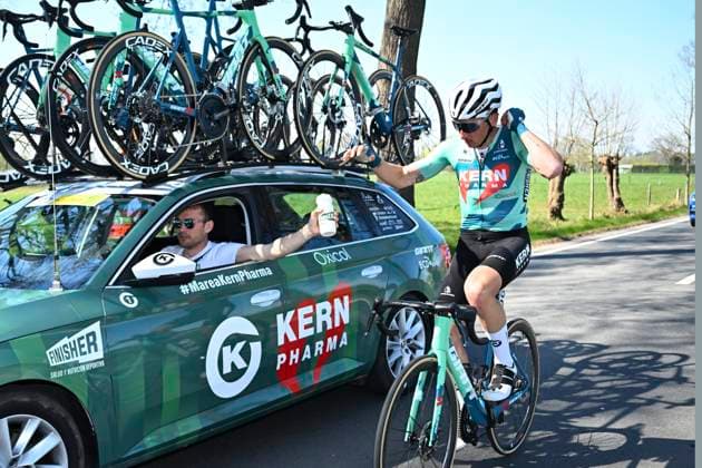 Scheldeprijs 2025 cycling race SCHOTEN, BELGIUM - APRIL 09 : Soto Antonio Jesús (ESP) of Equipo Kern Pharma during the Men Elite UCI 1.Pro 113th Flanders Classics Scheldeprijs cycling race with start in Terneuzen and finish in Schoten (205,2 km) on April 09, 2025 in Schoten, Belgium, 09 04 2025 ( Motordriver Guy De Vuyst & Schoten Belgium  Copyright: xTomasxSiskx