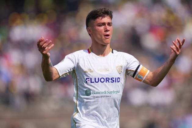 Cagliari s alessandro vinciguerra celebrates 0-1 during the Primavera Italy Cup final soccer match between Milan and Cagliari at Arena Civica Gianni Brera in Milan , North Italy - Wednesday April 09 , 2025 . - Soccer .  Copyright: xSpada LaPressex
