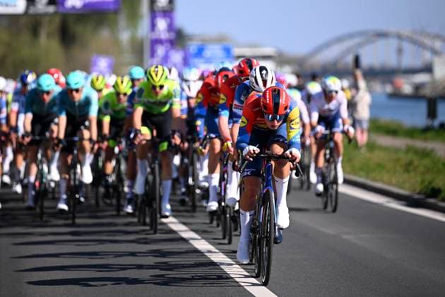 Scheldeprijs 2025 cycling race SCHOTEN, BELGIUM - APRIL 09 : rider of Lidl - Trek leading the peloton during the Men Elite UCI 1.Pro 113th Flanders Classics Scheldeprijs cycling race with start in Terneuzen and finish in Schoten (205,2 km) on April 09, 2025 in Schoten, Belgium, 09 04 2025 ( Motordriver Guy De Vuyst & Schoten Belgium  Copyright: xTomasxSiskx