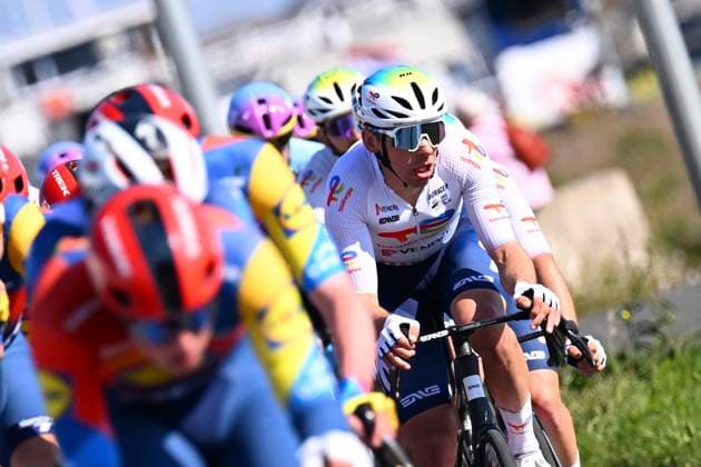 Scheldeprijs 2025 cycling race SCHOTEN, BELGIUM - APRIL 09 : rider of Totalenergies during the Men Elite UCI 1.Pro 113th Flanders Classics Scheldeprijs cycling race with start in Terneuzen and finish in Schoten (205,2 km) on April 09, 2025 in Schoten, Belgium, 09 04 2025 ( Motordriver Guy De Vuyst & Schoten Belgium  Copyright: xTomasxSiskx