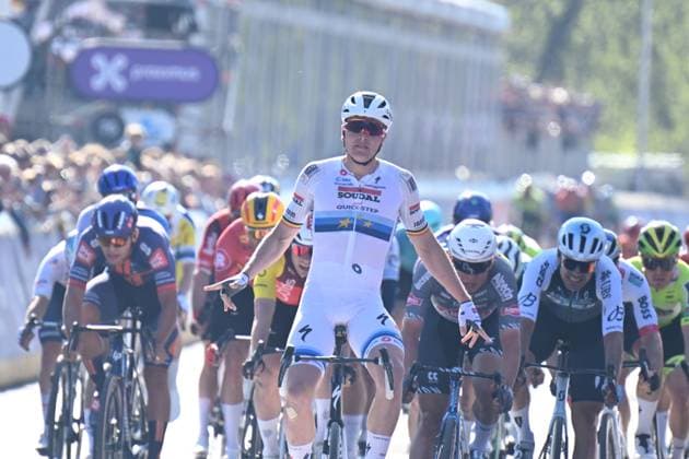 09-04-2025 Scheldeprijs; 2025, Soudal - Quick Step; 2025, Alpecin - Deceuninck; 2025, Q36.5; Merlier, Tim; Philipsen, Jasper; Moschetti, Claudio; Schoten; 