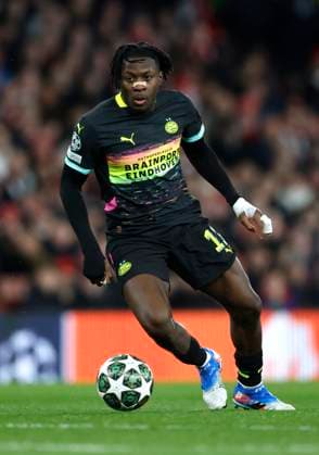 Arsenal FC v PSV Eindhoven - UEFA Champions League 2024 25 Round of 16 Second Leg Johan Bakayoko of PSV Eindhoven on the ball during the UEFA Champions League 2024 25 UEFA Champions League 2024 25 Round of 16 Second Leg match between Arsenal FC and PSV at Emirates Stadium on March 12, 2025 in London, England. London Emirates Stadium England United Kingdom Copyright: xNigelxFrench Sportsphoto APLx 14124182