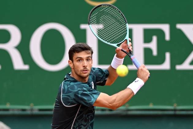 LORENZO MUSETTI, Tennis Rrolex Monte-Carlo Masters 2025, azione, action, single shot TENNIS ROLEX MONTE-CARLO MASTERS 2025