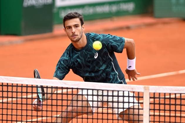 LORENZO MUSETTI, Tennis Rrolex Monte-Carlo Masters 2025, azione, action, single shot TENNIS ROLEX MONTE-CARLO MASTERS 2025