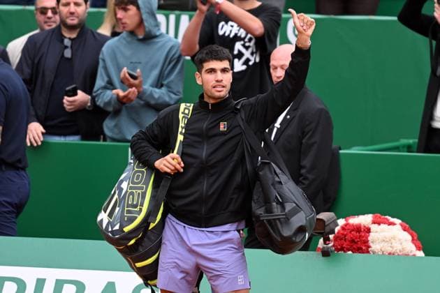 CARLOS ALCARAZ, Tennis Rrolex Monte-Carlo Masters 2025, azione, action, single shot, gesti TENNIS ROLEX MONTE-CARLO MASTERS 2025