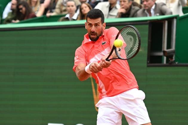 NOVAK DJOKOVIC, Tennis Rrolex Monte-Carlo Masters 2025, azione, action, single shot TENNIS ROLEX MONTE-CARLO MASTERS 2025